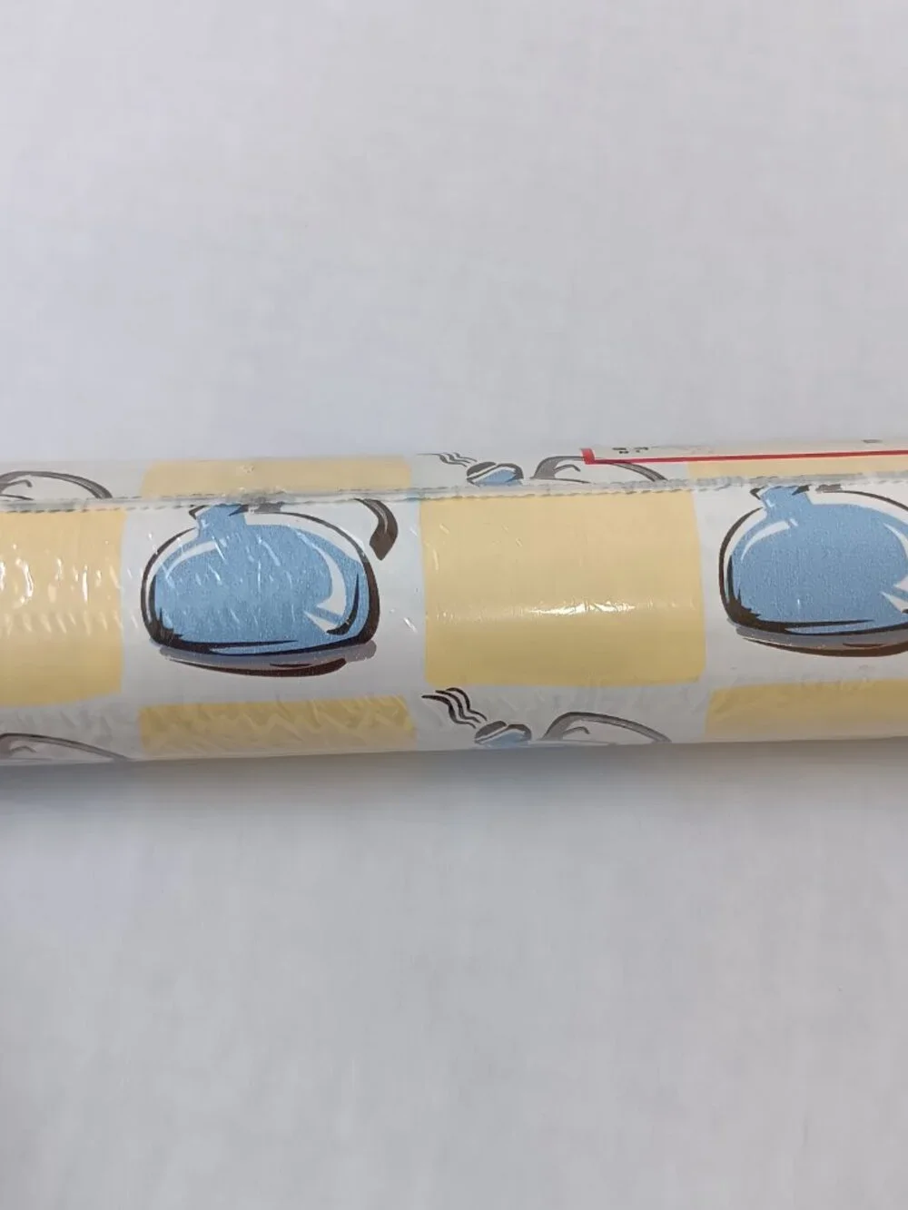 Lot of 3 Vintage Con-Tact Yellow w/ Blue Kettles Self-Adhesive Covering 9 Ft ea.